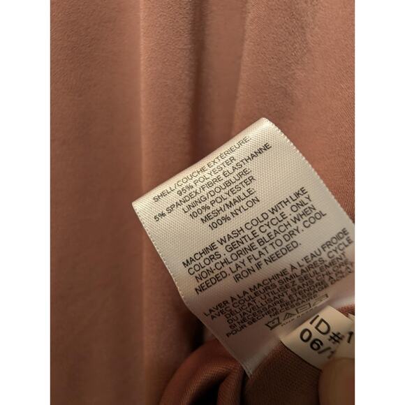 New! Express Ruffle Flutter Sheer Bodycon Vneck Mini Dress Rose Brown Size M - Picture 11 of 11